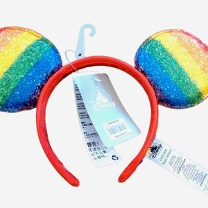 New Disney Mickey Mouse Ears Exclusive Shave Ice Rainbow Pride Headband NWT